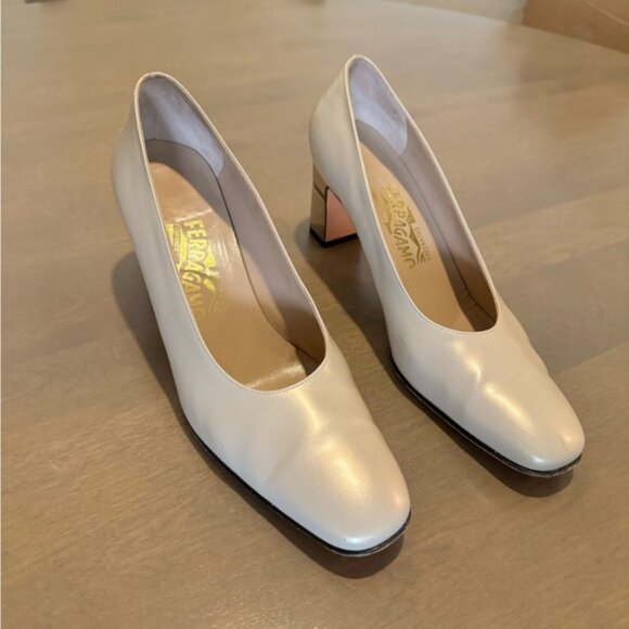 Elegant Cream Salvatore Ferragamo Women's Shoes - Picture 1 of 8